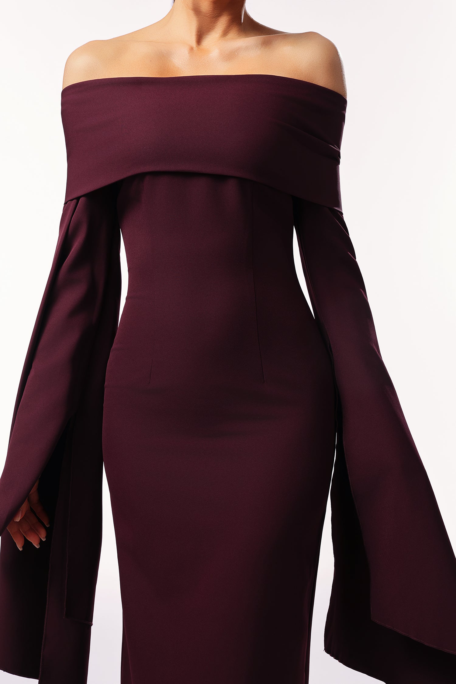 Zaria Off The Shoulder Long Sleeves Maxi Dress	