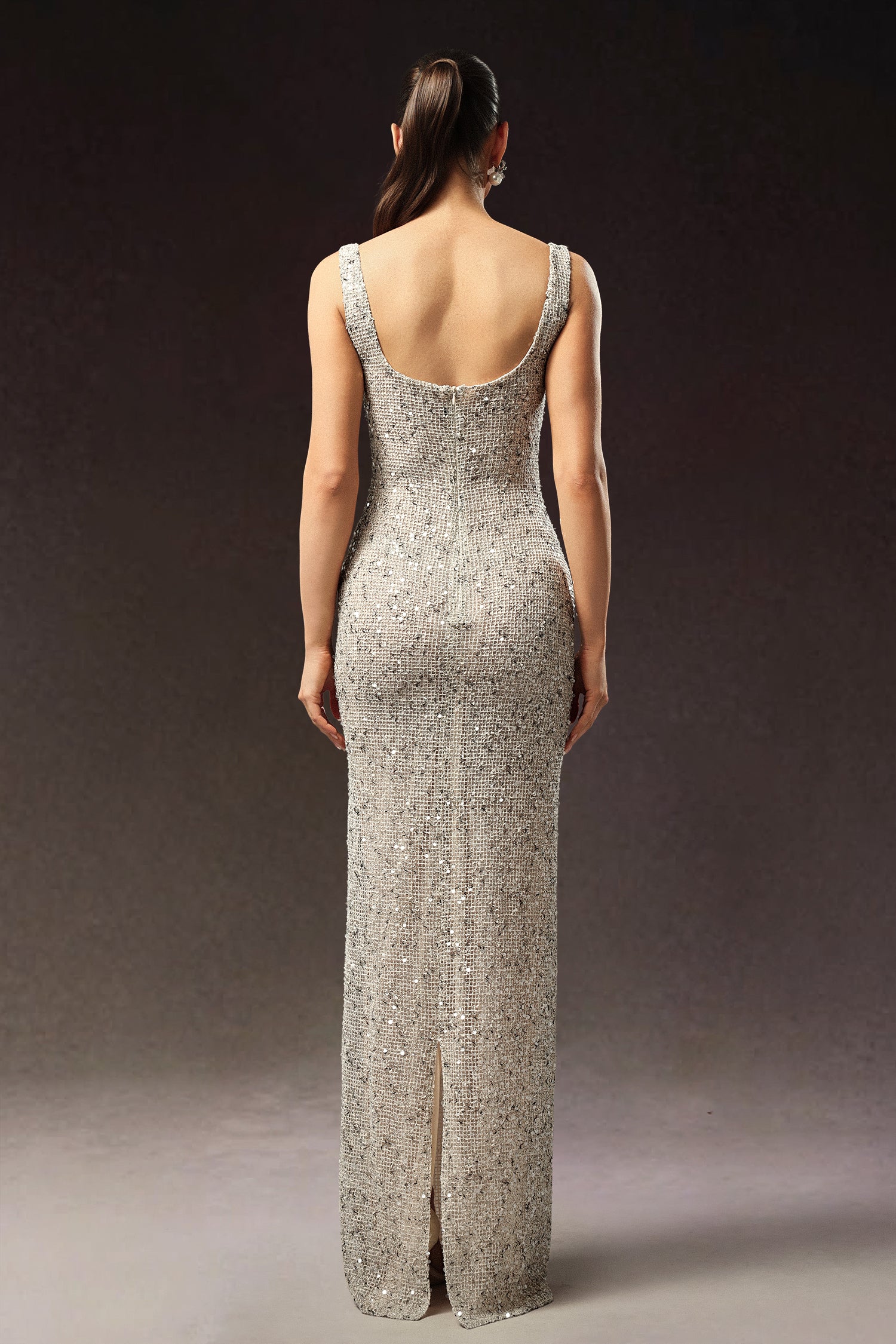 Radmila Sleeveless Sequins Fish Tail Maxi Dress	