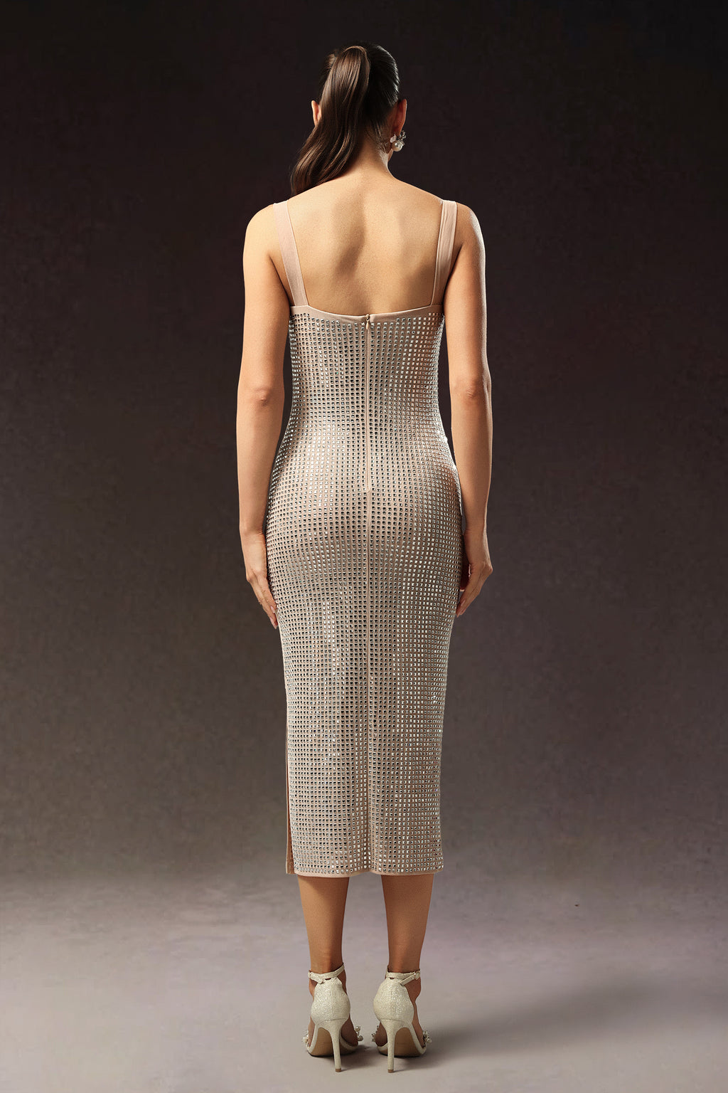Logan Sleeveless Diamond Midi Dress	