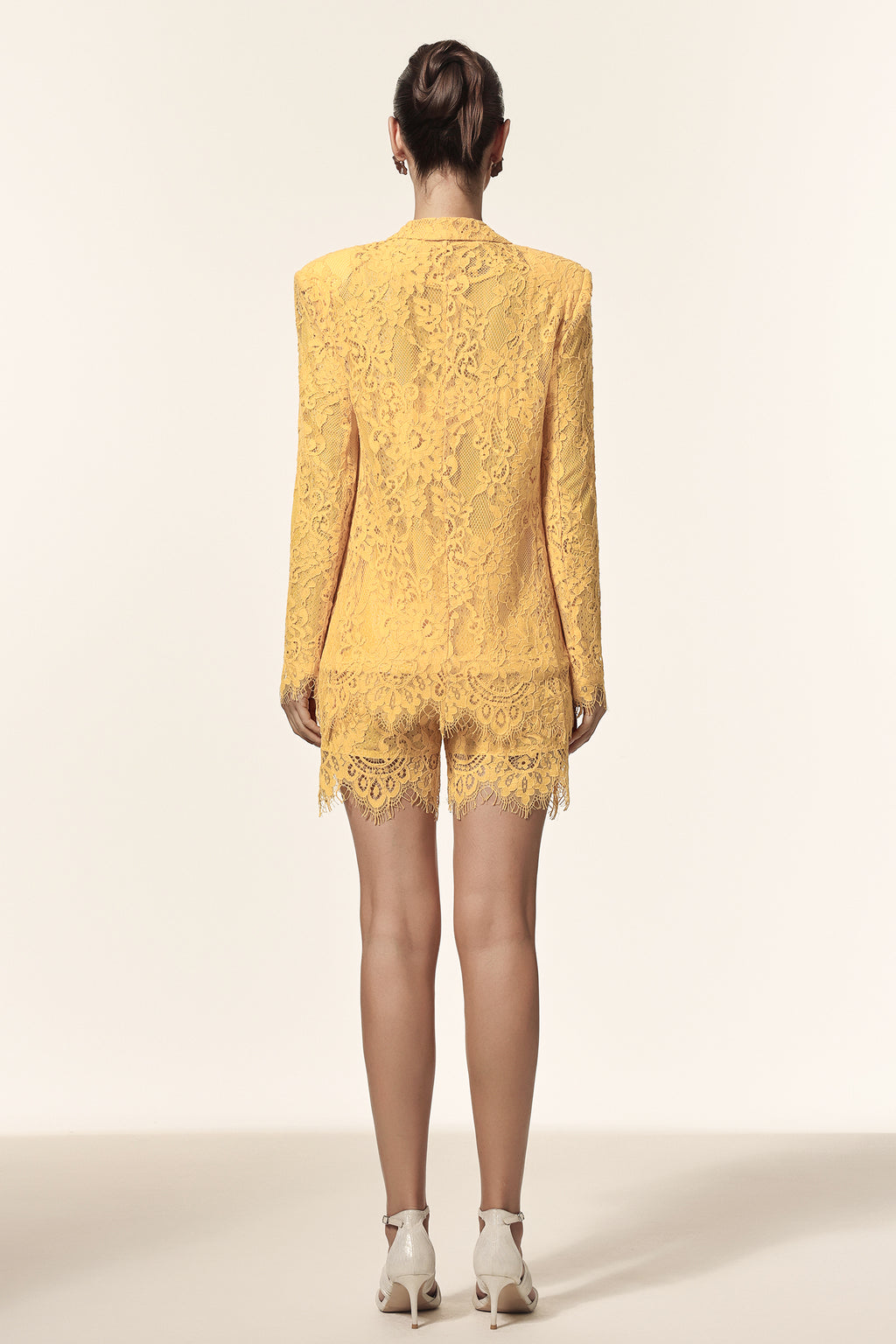 Rosee Halter Long Sleeves Lace Coat And Shorts Three-Piece Set	