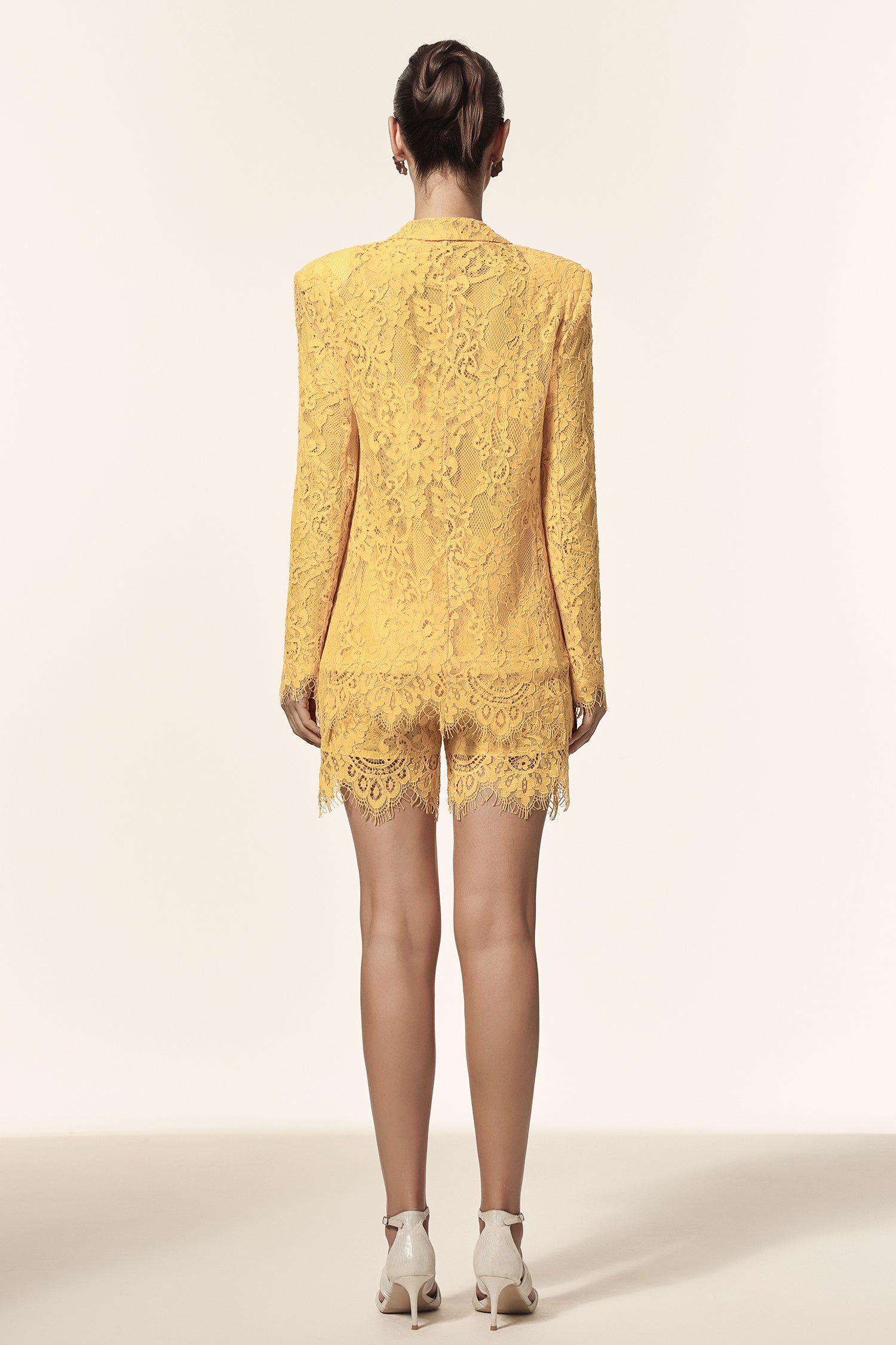 Rosee Halter Long Sleeves Lace Coat And Shorts Three-Piece Set	