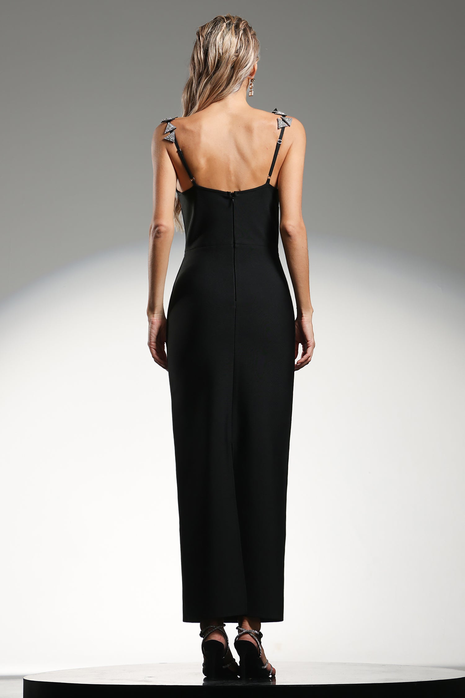 Zaniah Sleeveless Triangle Diamond Bandage Maxi Dress	
