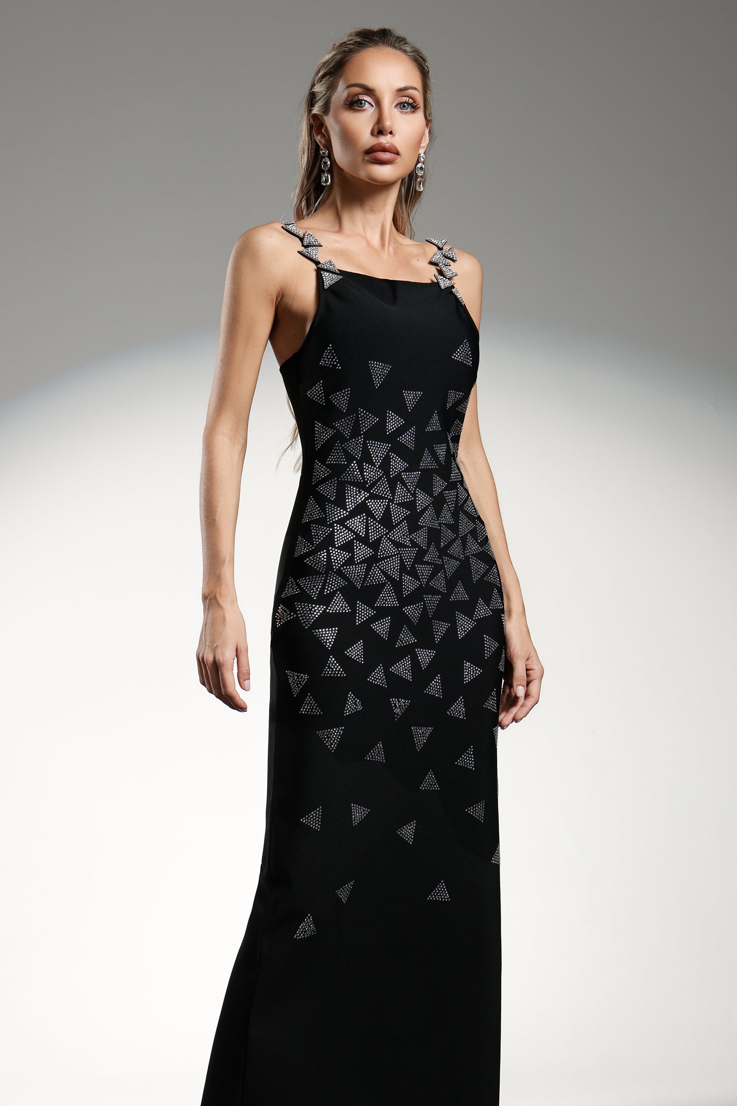 Zaniah Sleeveless Triangle Diamond Bandage Maxi Dress	