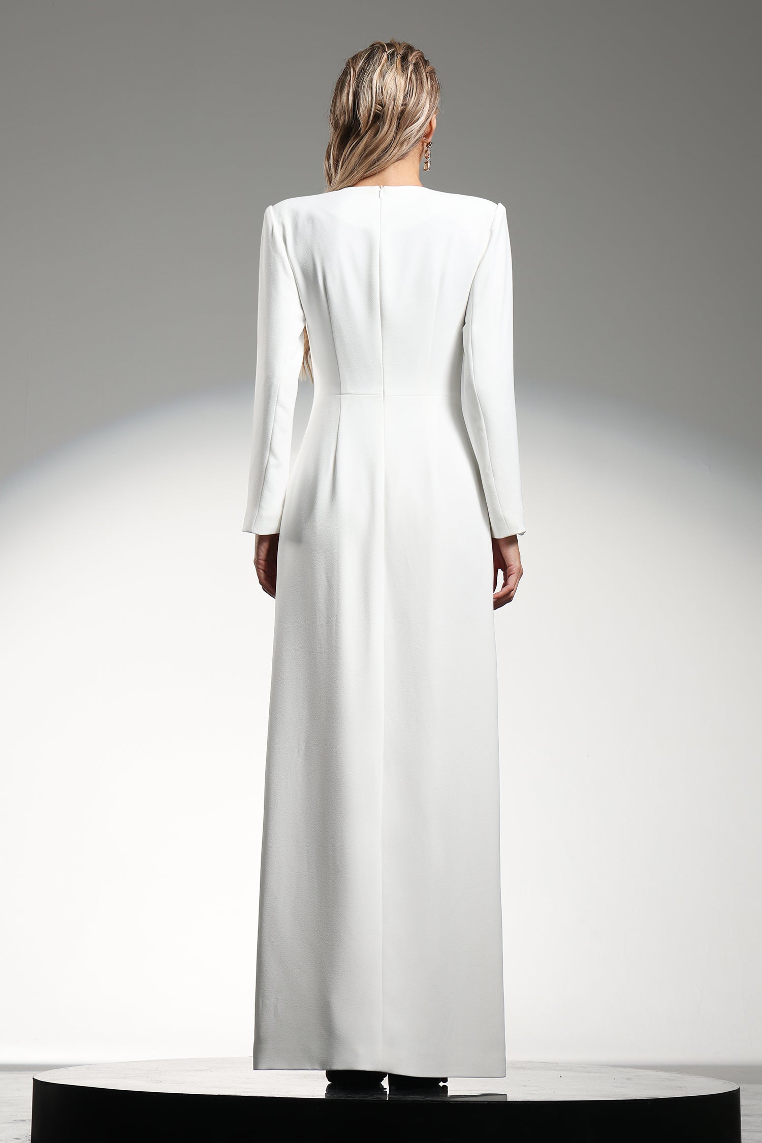 Rita Long Sleeves Beaded String Split Maxi Dress	