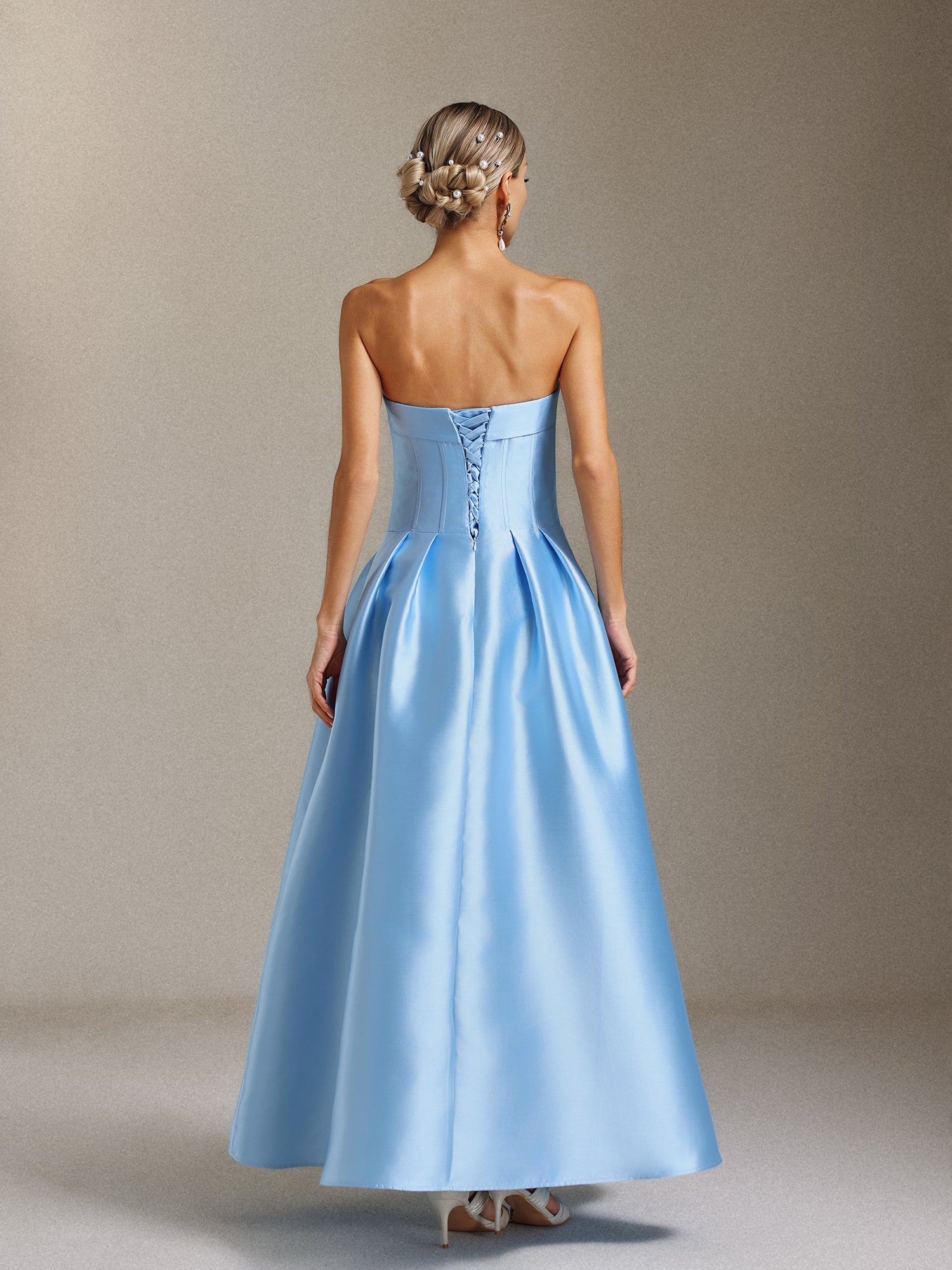 Kila Pleated V-neck strappy midi-length dress	