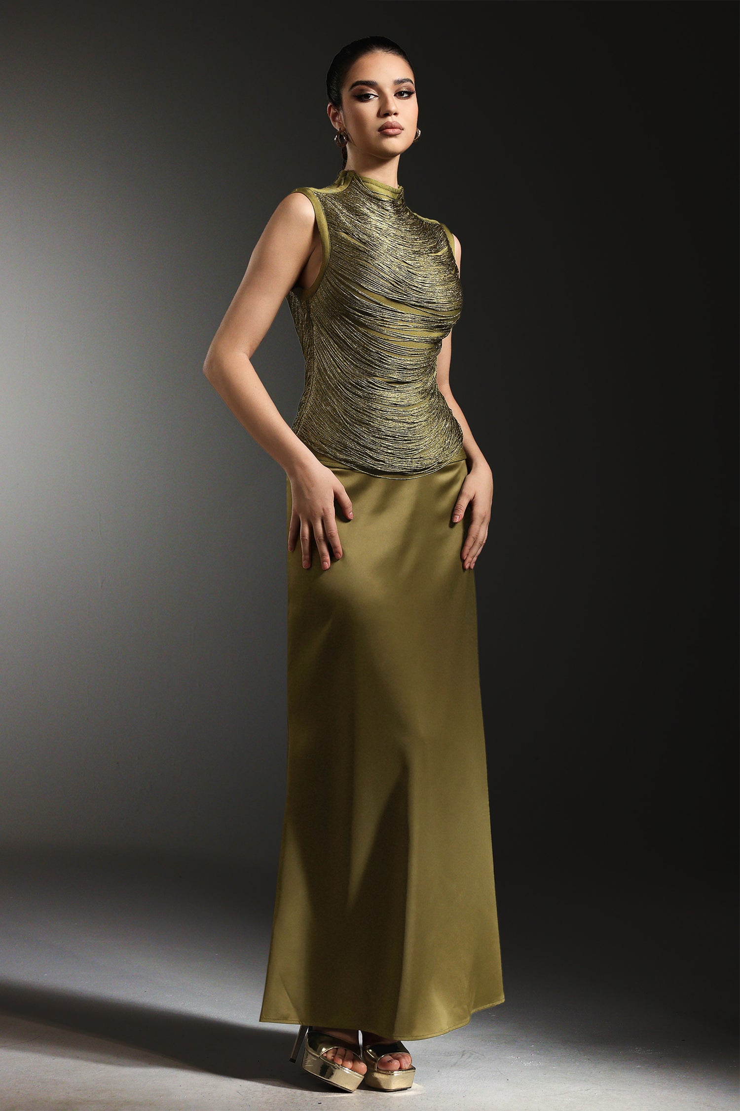 Siayh Sleeveless Tassels Bandage Maxi Two Piece Set	