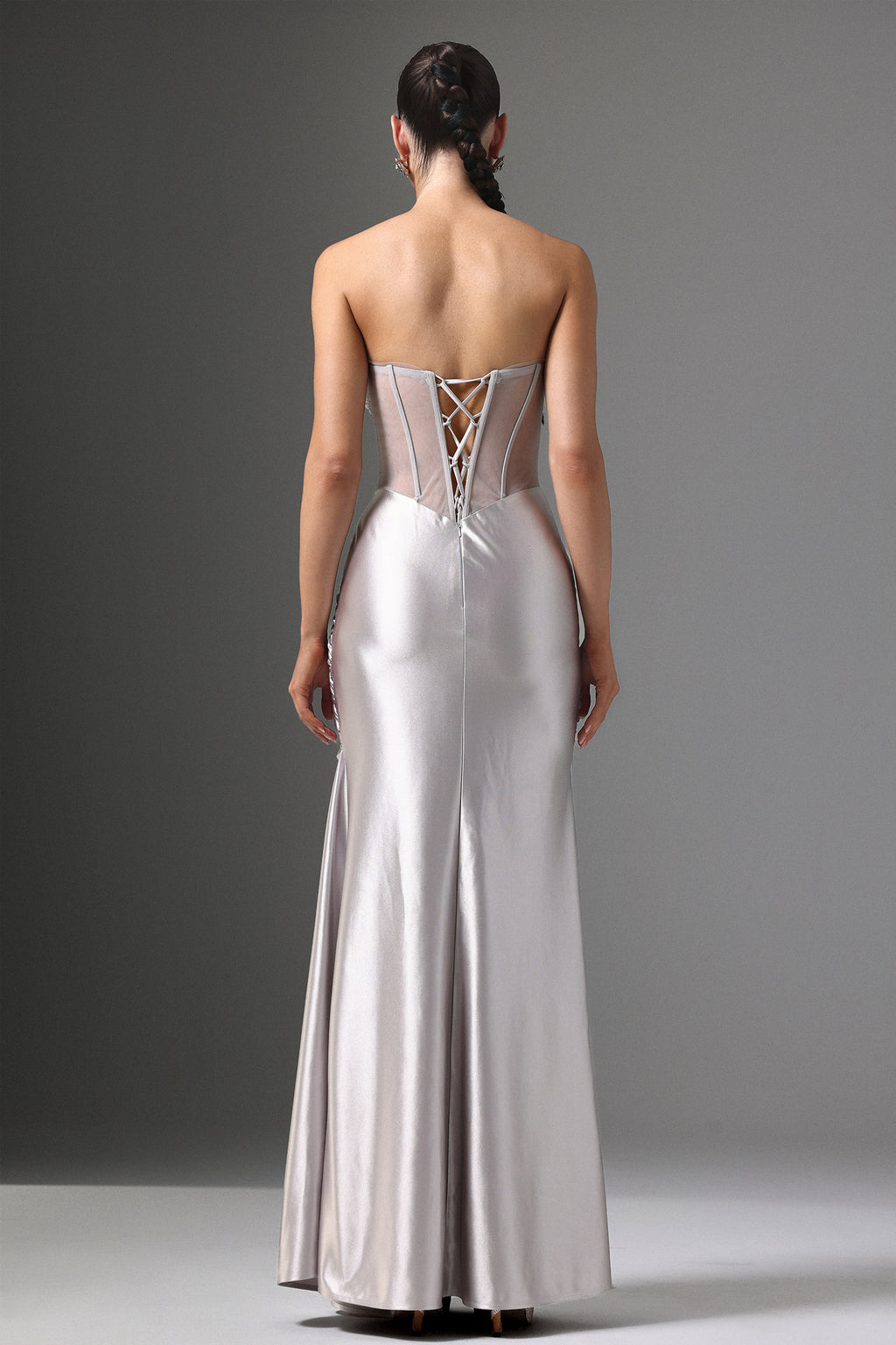 Denny Strapless Sequin High Slit Maxi Dress