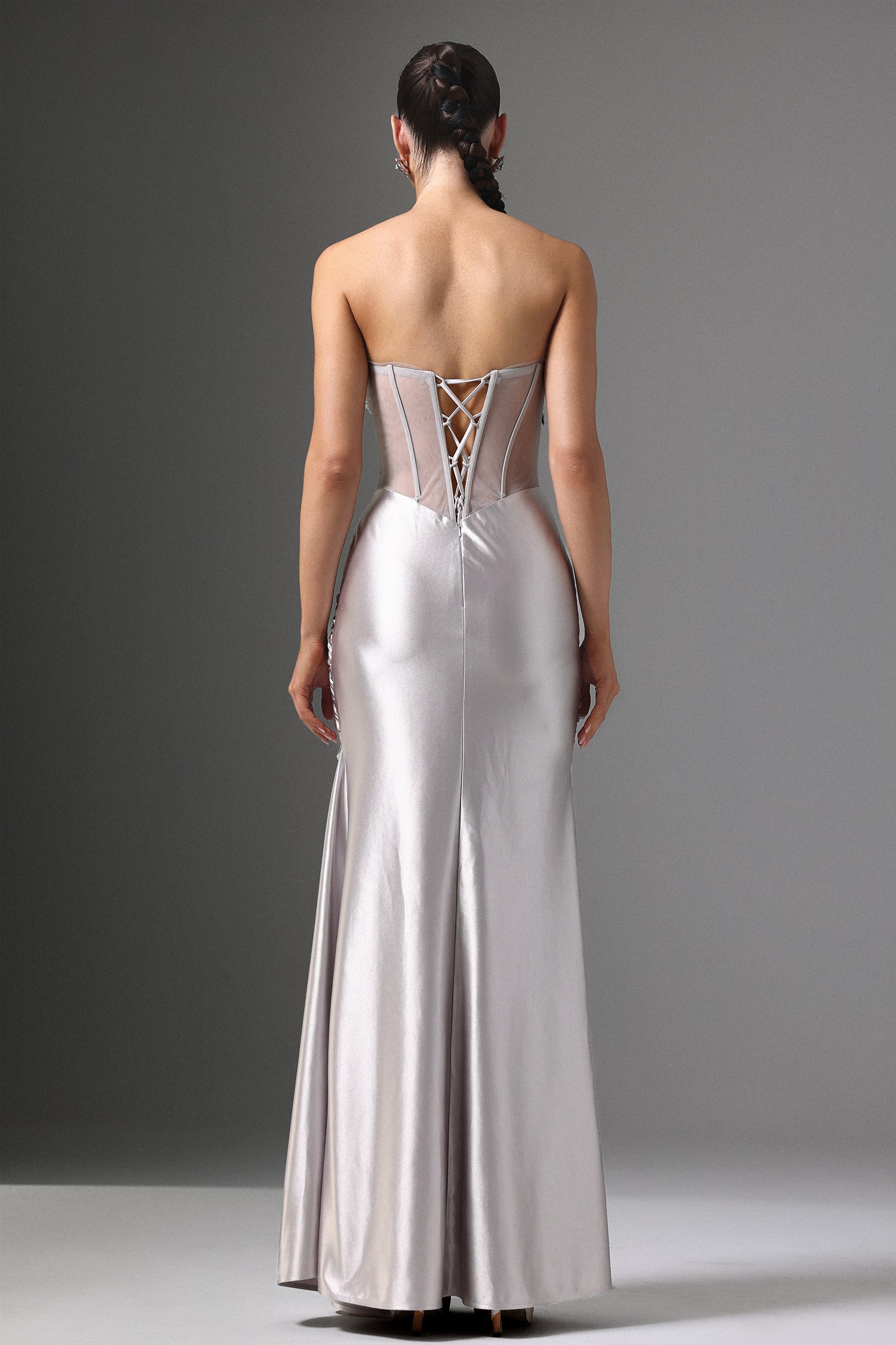 Denny Strapless Sequin High Slit Maxi Dress