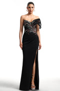 Stolen Strapless Sequin Embroidered Slit Bandage Maxi Dress	