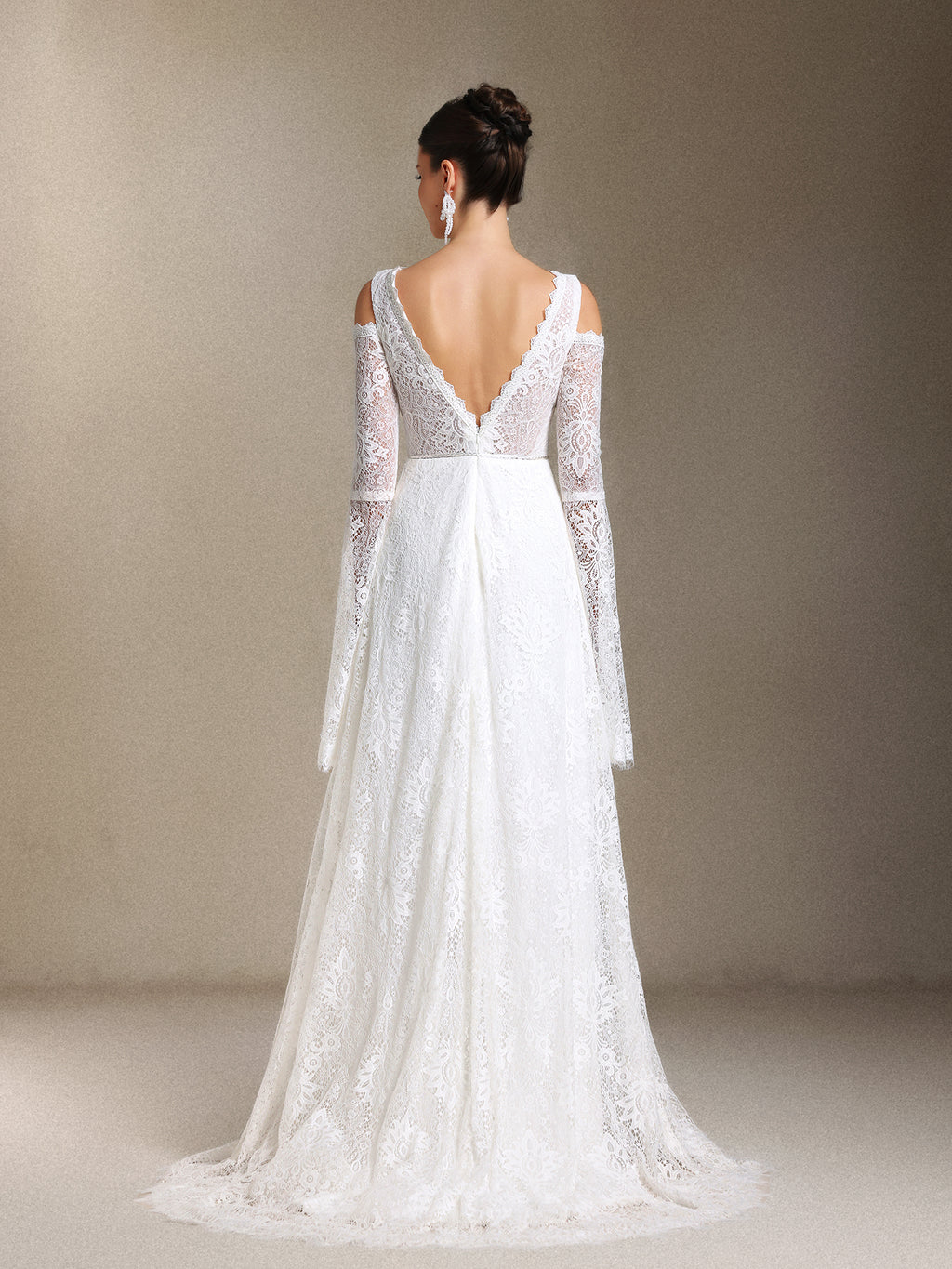 Eren V-neck Bohemia Lace Trailing maxi wedding dress	