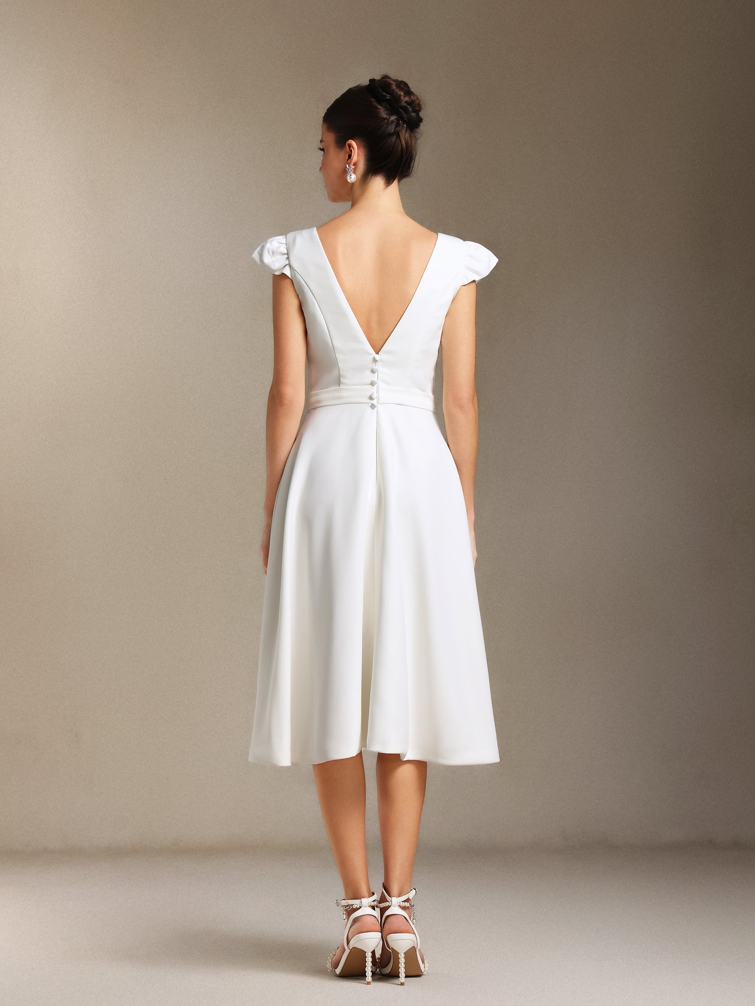 Falisa Backless Short sleeves Mini wedding dress	