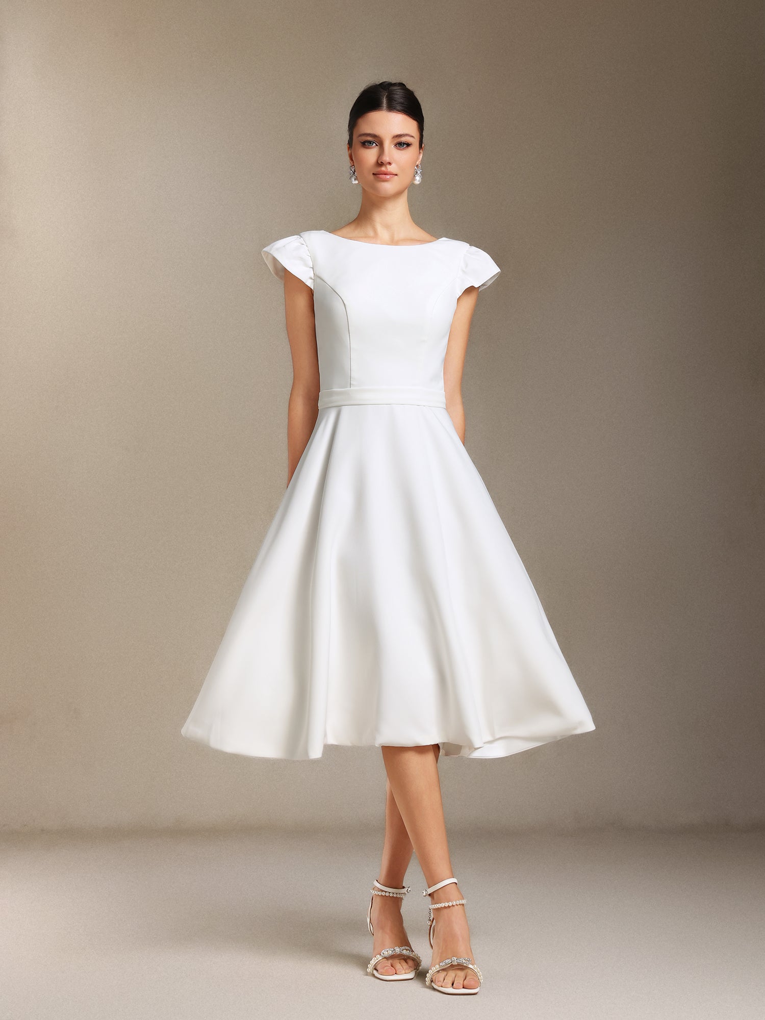 Falisa Backless Short sleeves Mini wedding dress	