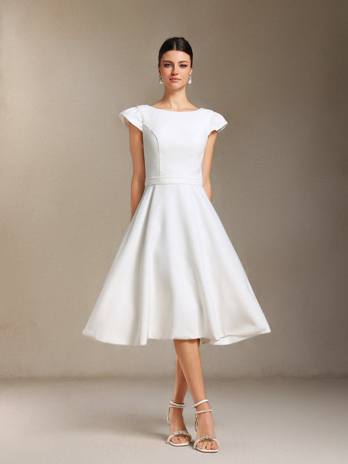 Falisa Backless Short sleeves Mini wedding dress	