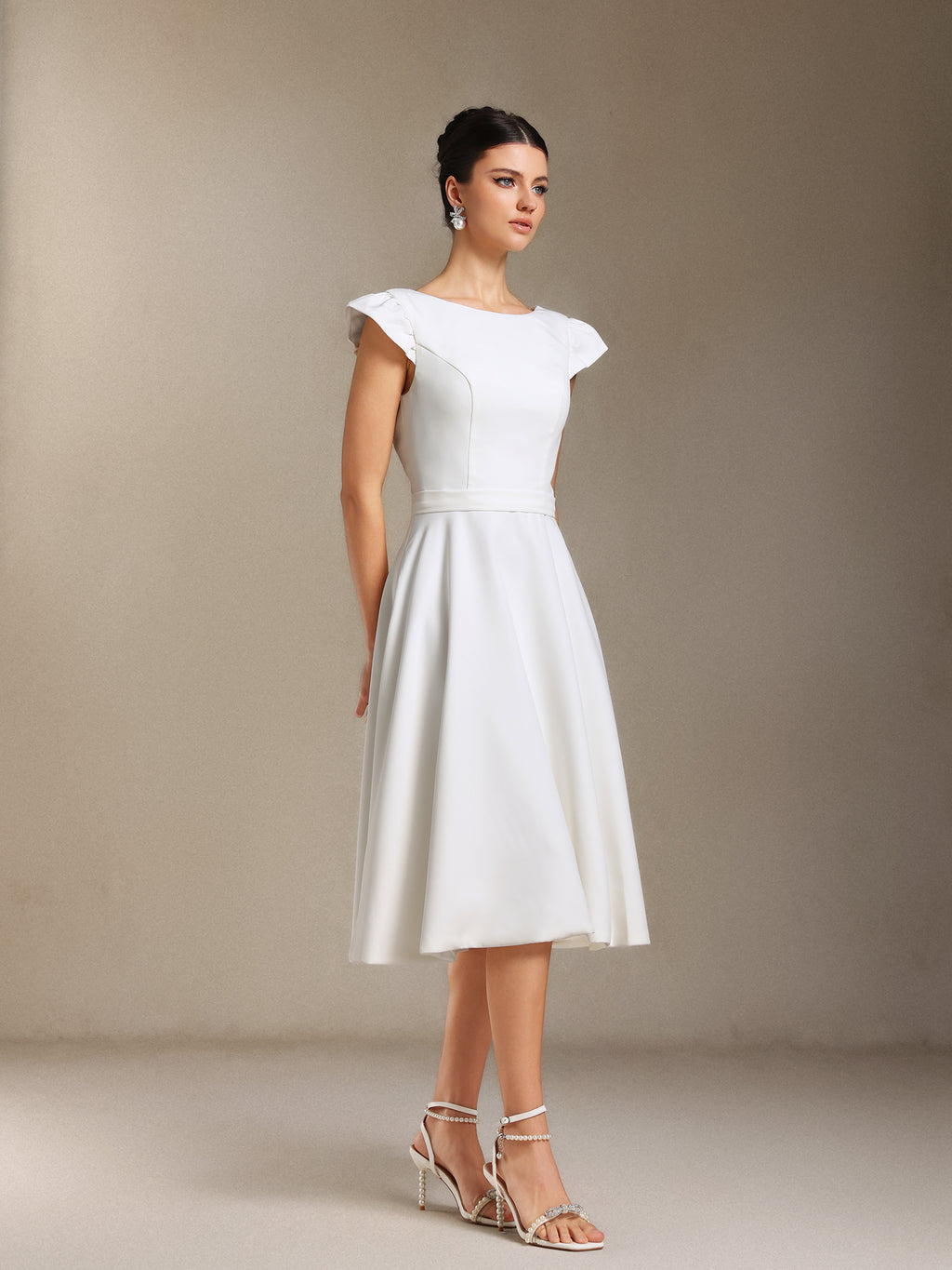 Falisa Backless Short sleeves Mini wedding dress	