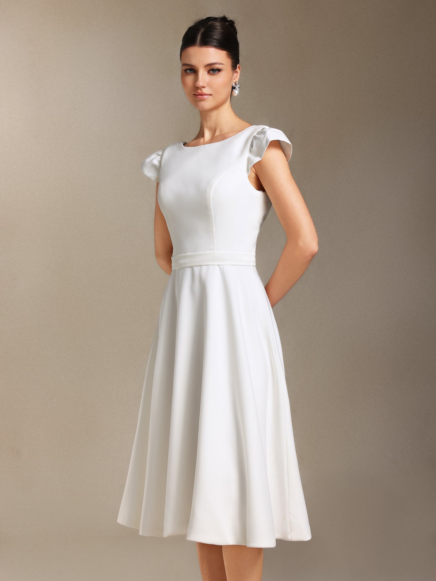 Falisa Backless Short sleeves Mini wedding dress	