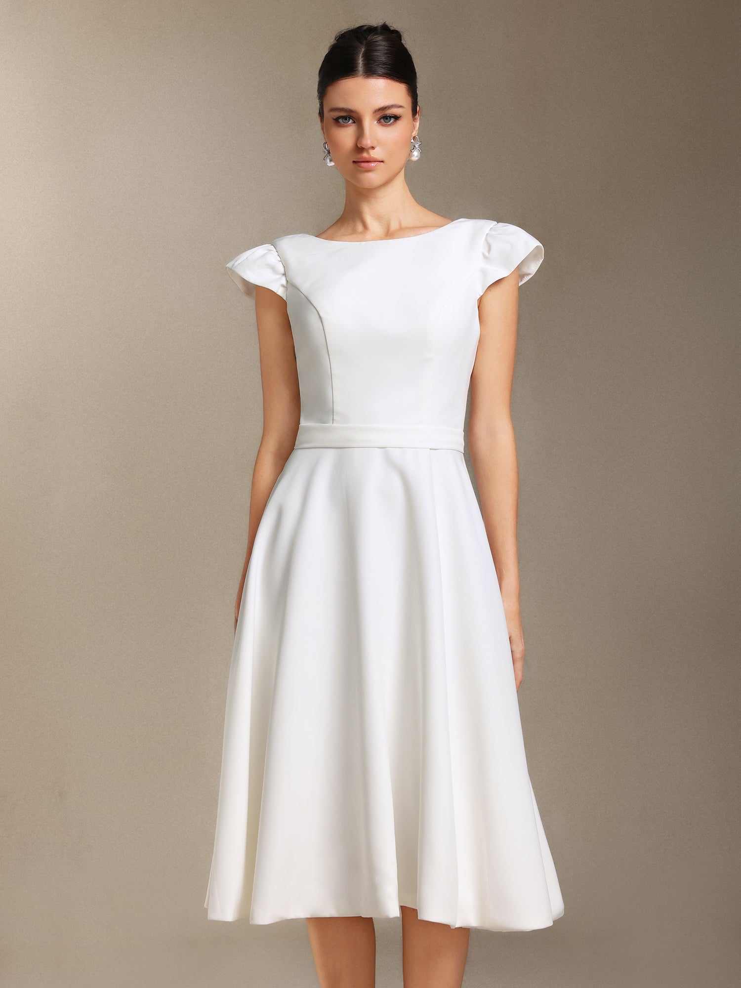 Falisa Backless Short sleeves Mini wedding dress	
