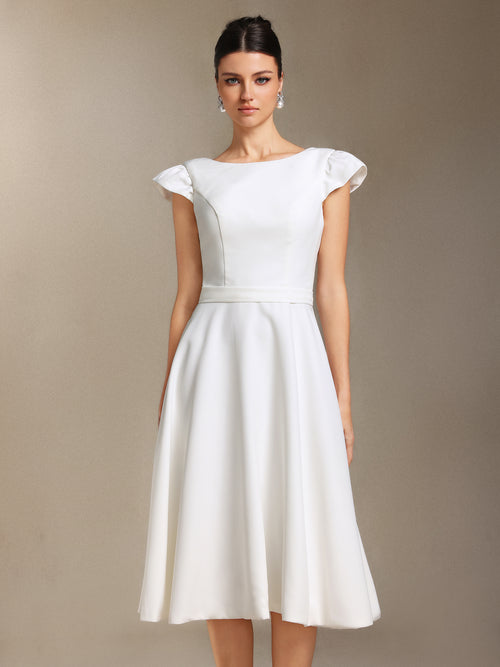 Falisa Backless Short sleeves Mini wedding dress	