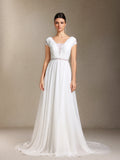 Scala Lace Chiffon Backless Trailing maxi wedding dress	