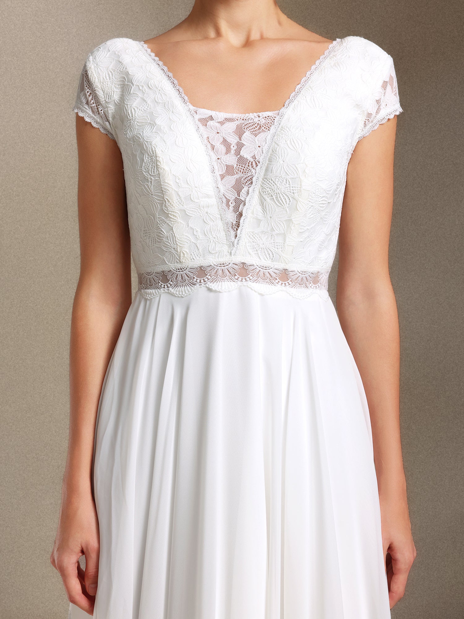Scala Lace Chiffon Backless Trailing maxi wedding dress	