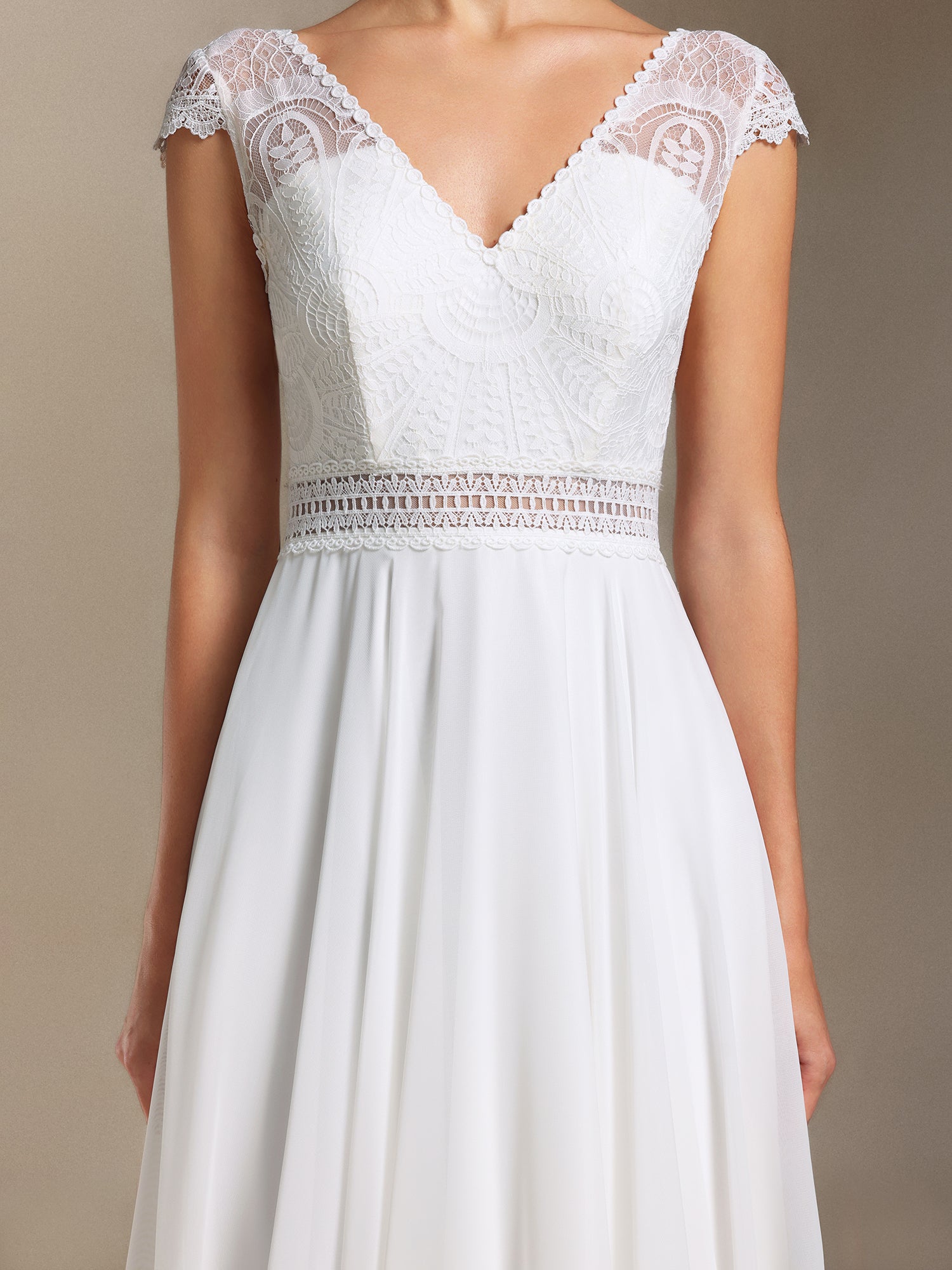 Eudora Lace Chiffon V-neck Backless maxi wedding dress	