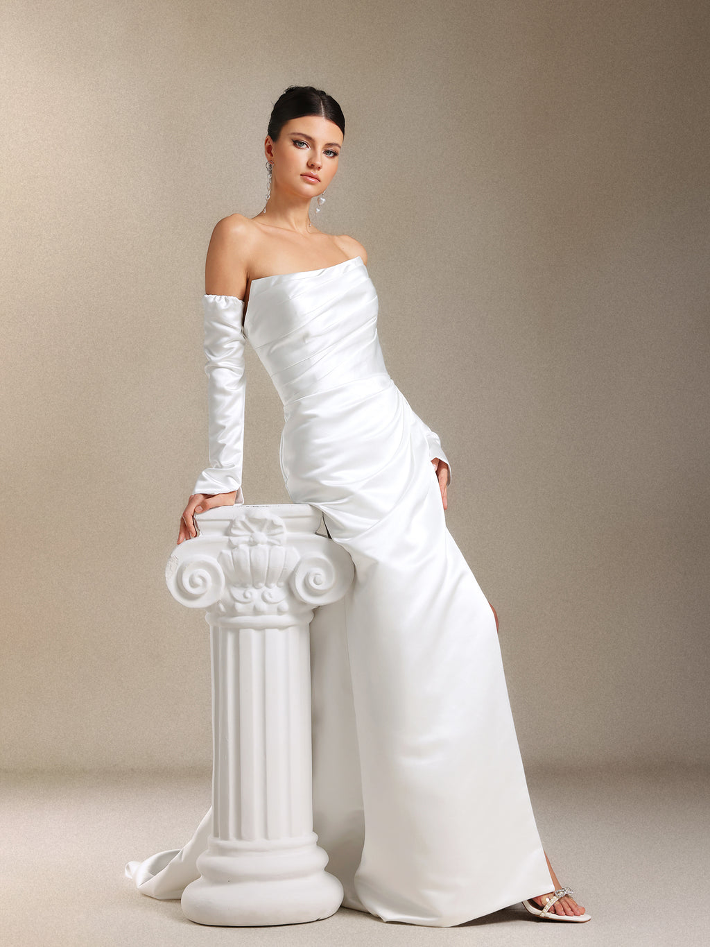 Fallon Chest smearing Slit Trailing Maxi wedding dress	