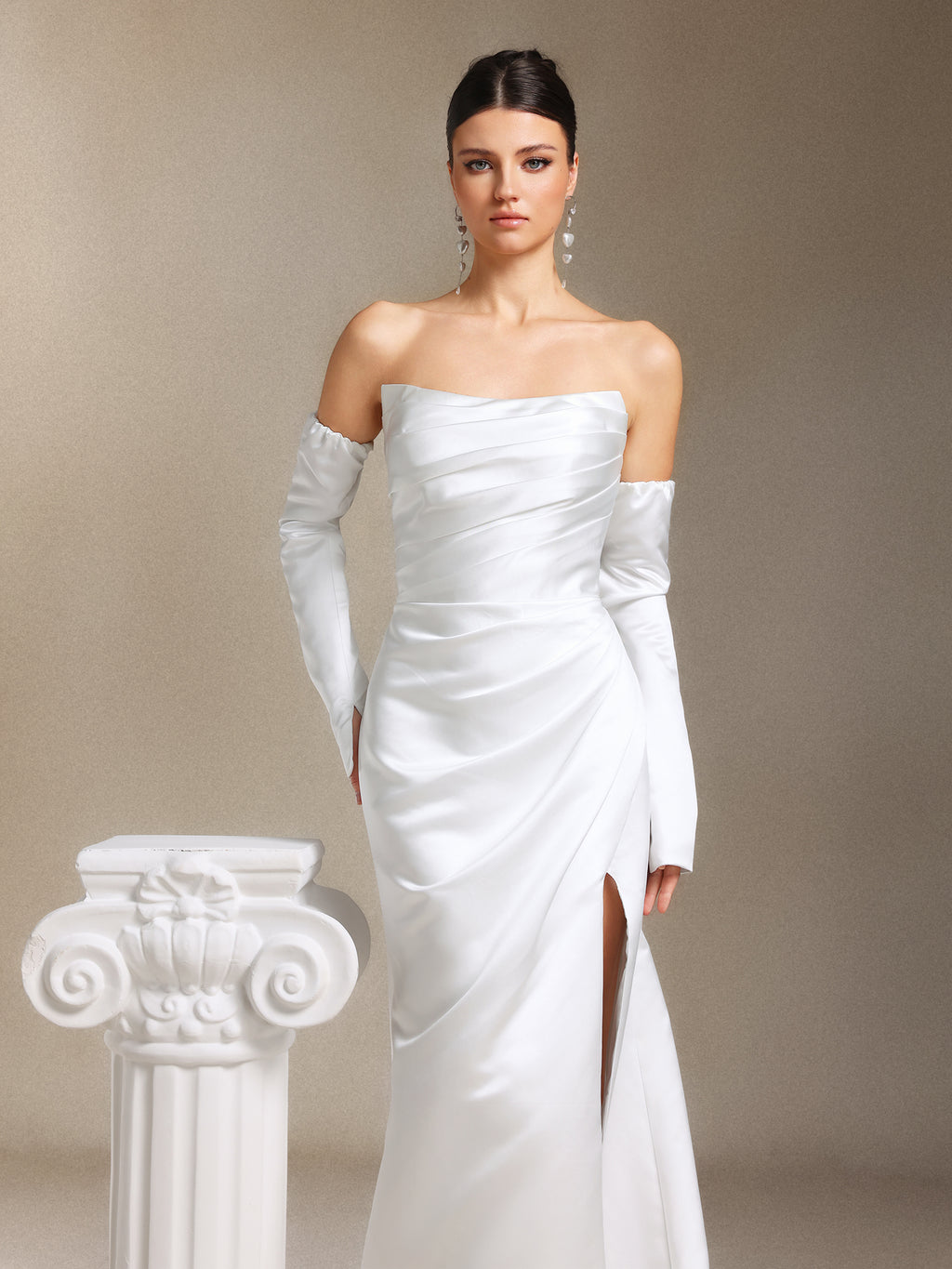 Fallon Chest smearing Slit Trailing Maxi wedding dress	
