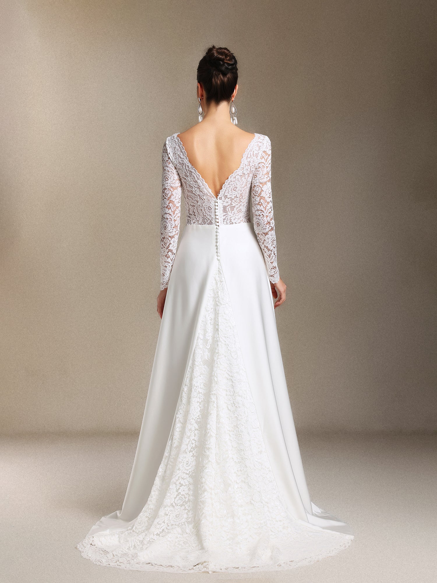 Mavis Lace Backless Trailing maxi wedding dress	