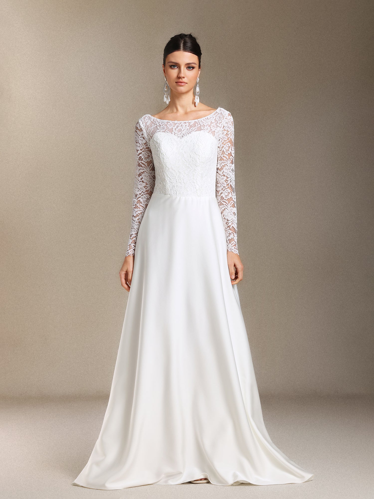 Mavis Lace Backless Trailing maxi wedding dress	