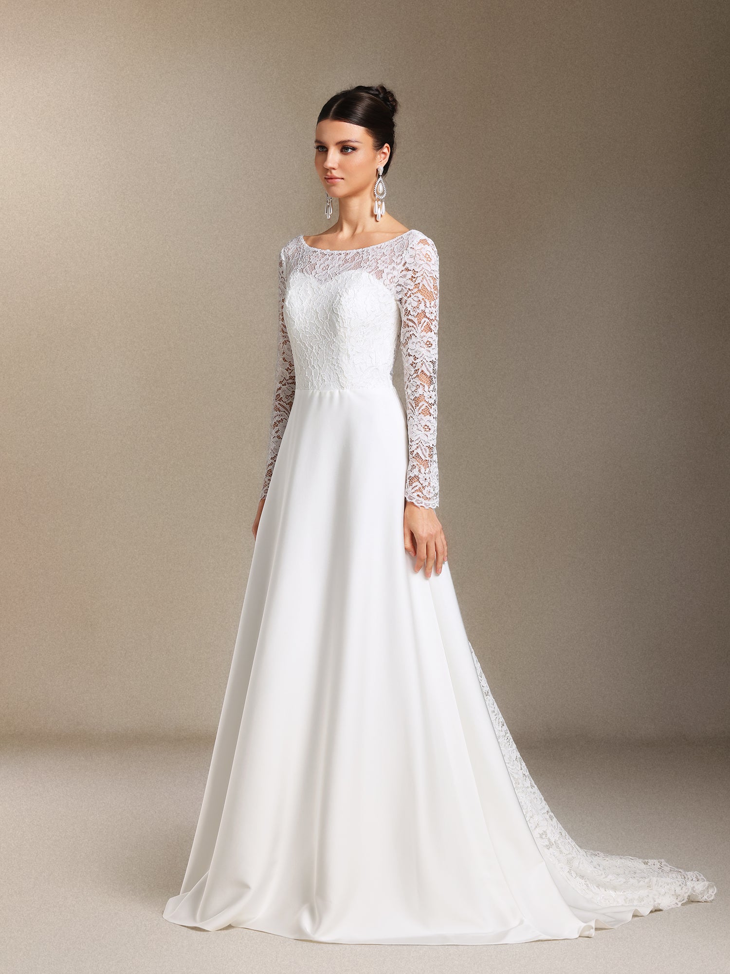 Mavis Lace Backless Trailing maxi wedding dress	