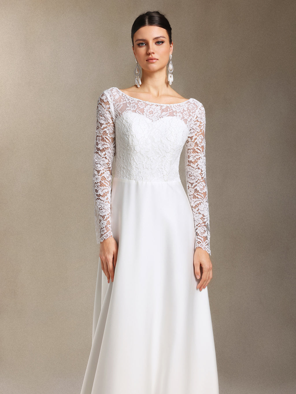 Mavis Lace Backless Trailing maxi wedding dress	