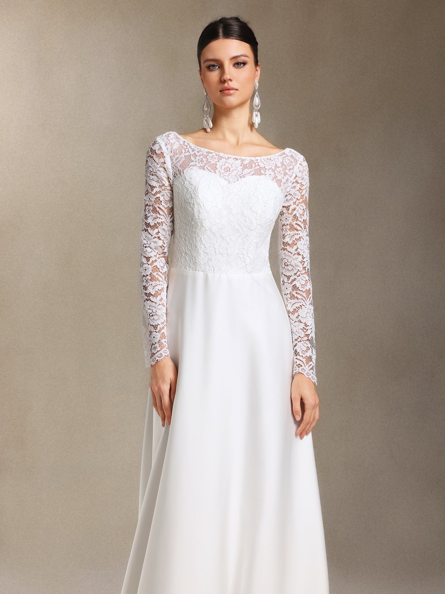 Mavis Lace Backless Trailing maxi wedding dress	