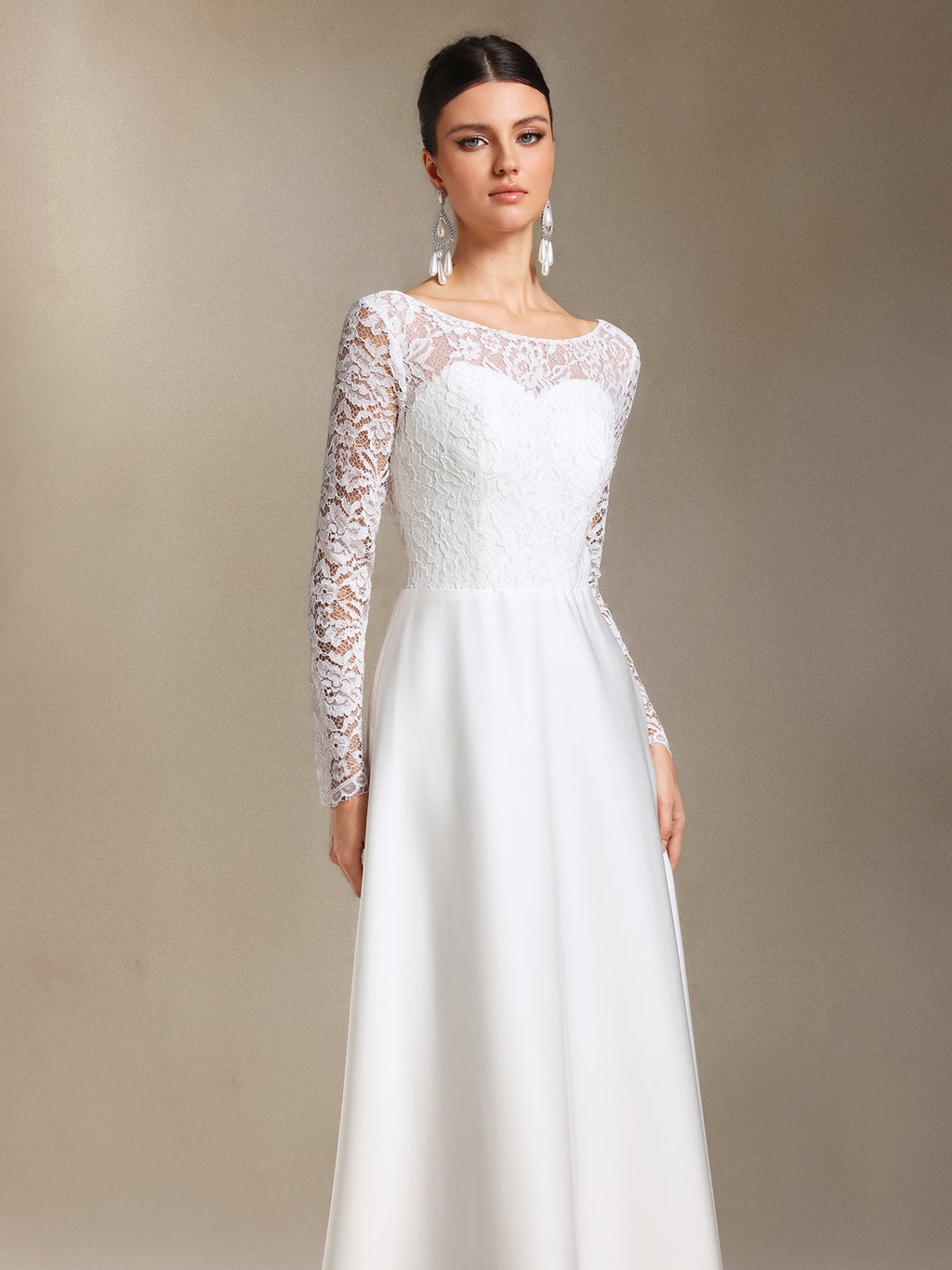 Mavis Lace Backless Trailing maxi wedding dress	