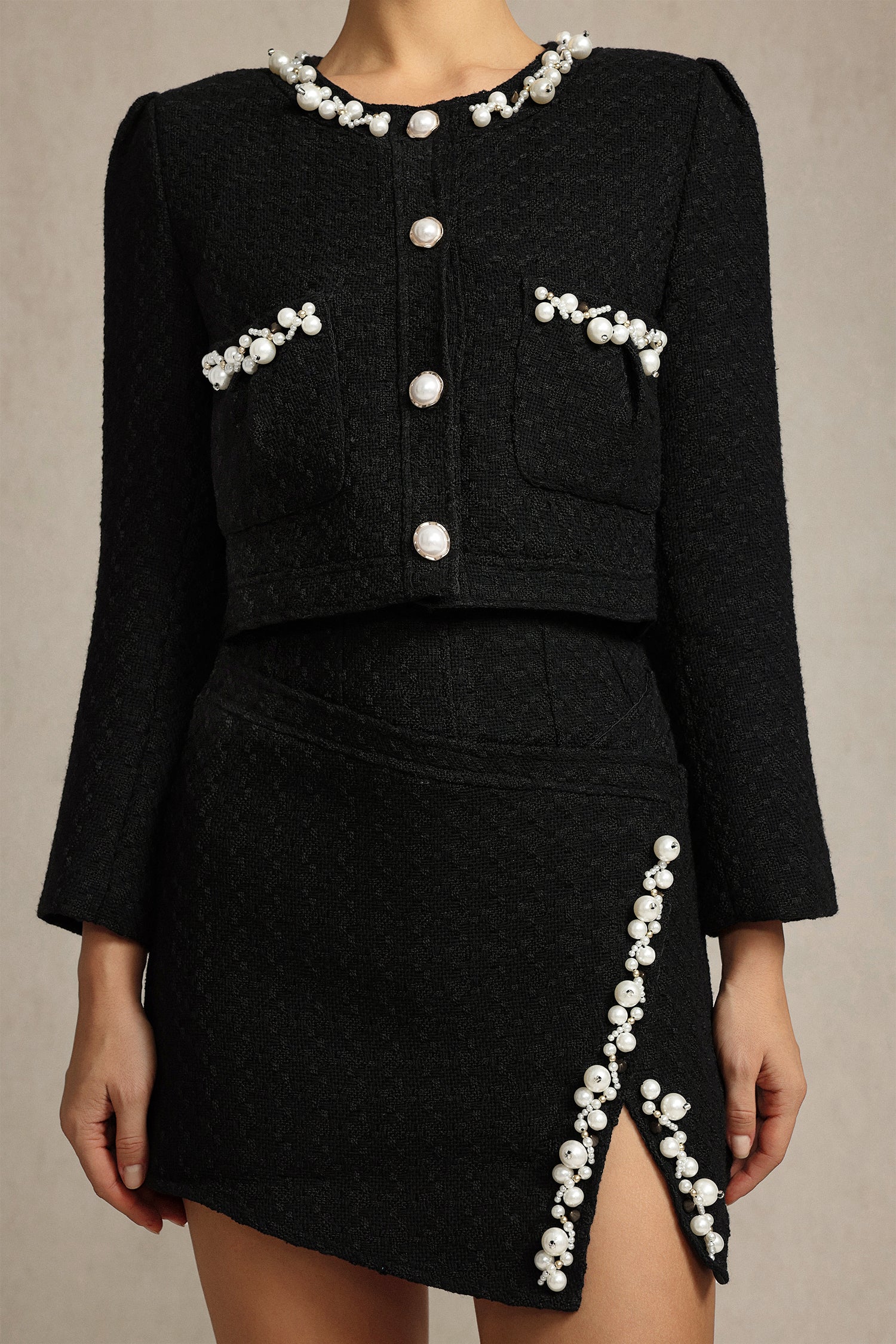 Wola Long Sleeves Pearl Top And Skirt Two-Piece Set	