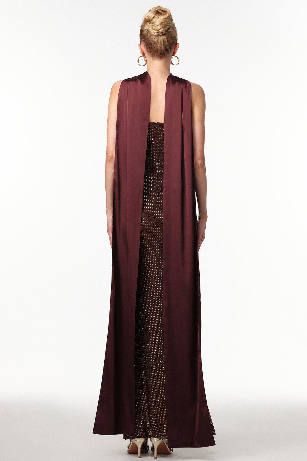 Zainab Elegant Contour Rhinestone Knit Maxi Dress