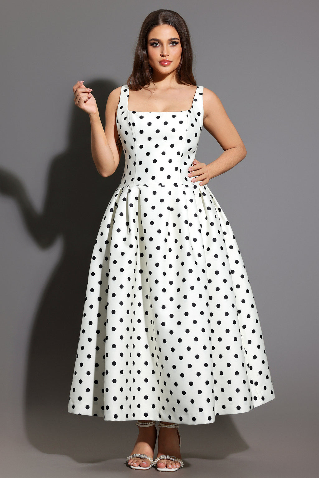 Zada Sleeveless Wave Point Maxi Dress	