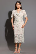 Maisie V-Neck Short Sleeves Bowknot Lace Midi Dress	