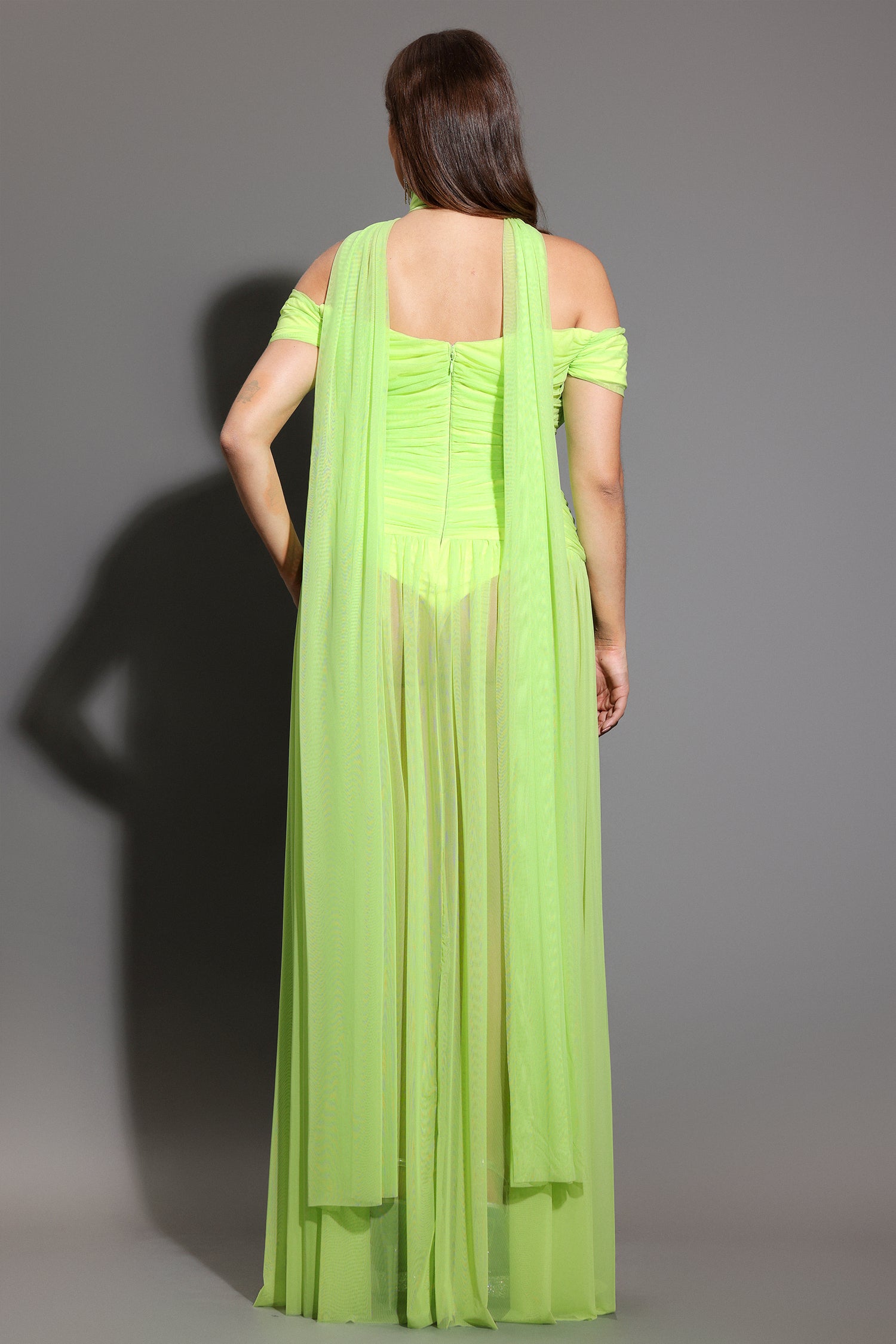 Peoph Off-The-Shoulder Hollowed Out Maxi Dress	