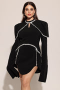 Teagan Long Sleeves High Neck Irregular Puff Sleeves Mini Dress	