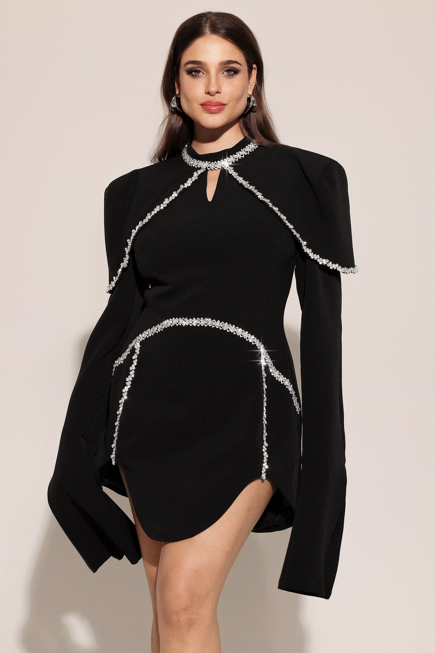Teagan Long Sleeves High Neck Irregular Puff Sleeves Mini Dress	