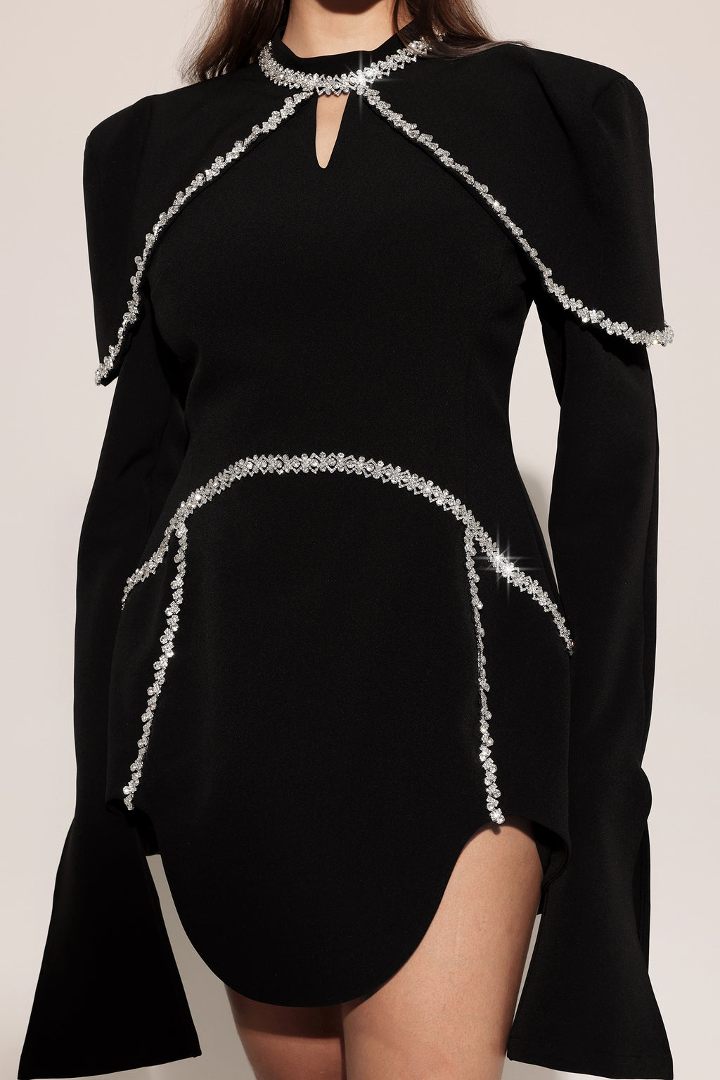 Teagan Long Sleeves High Neck Irregular Puff Sleeves Mini Dress	