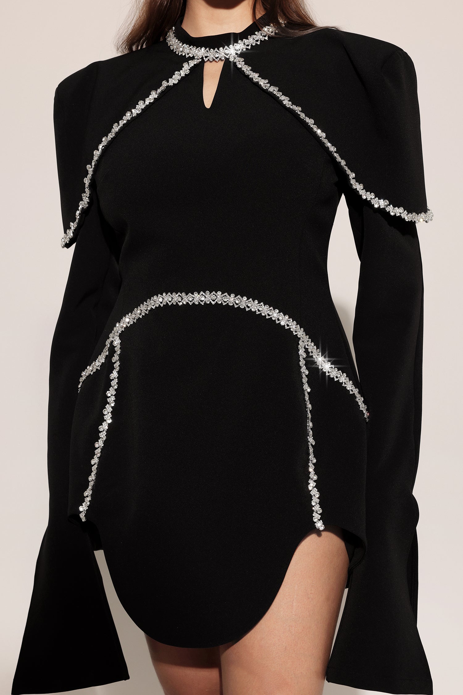 Teagan Long Sleeves High Neck Irregular Puff Sleeves Mini Dress	