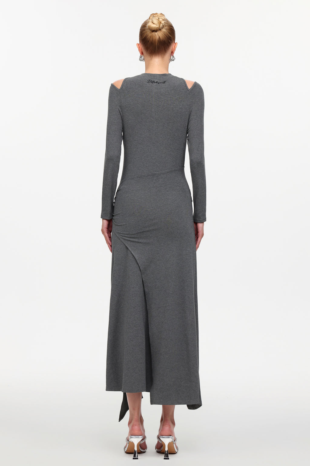 Silas Chic Contour Cut Out Long Sleeve Knot Knit Maxi Dress	
