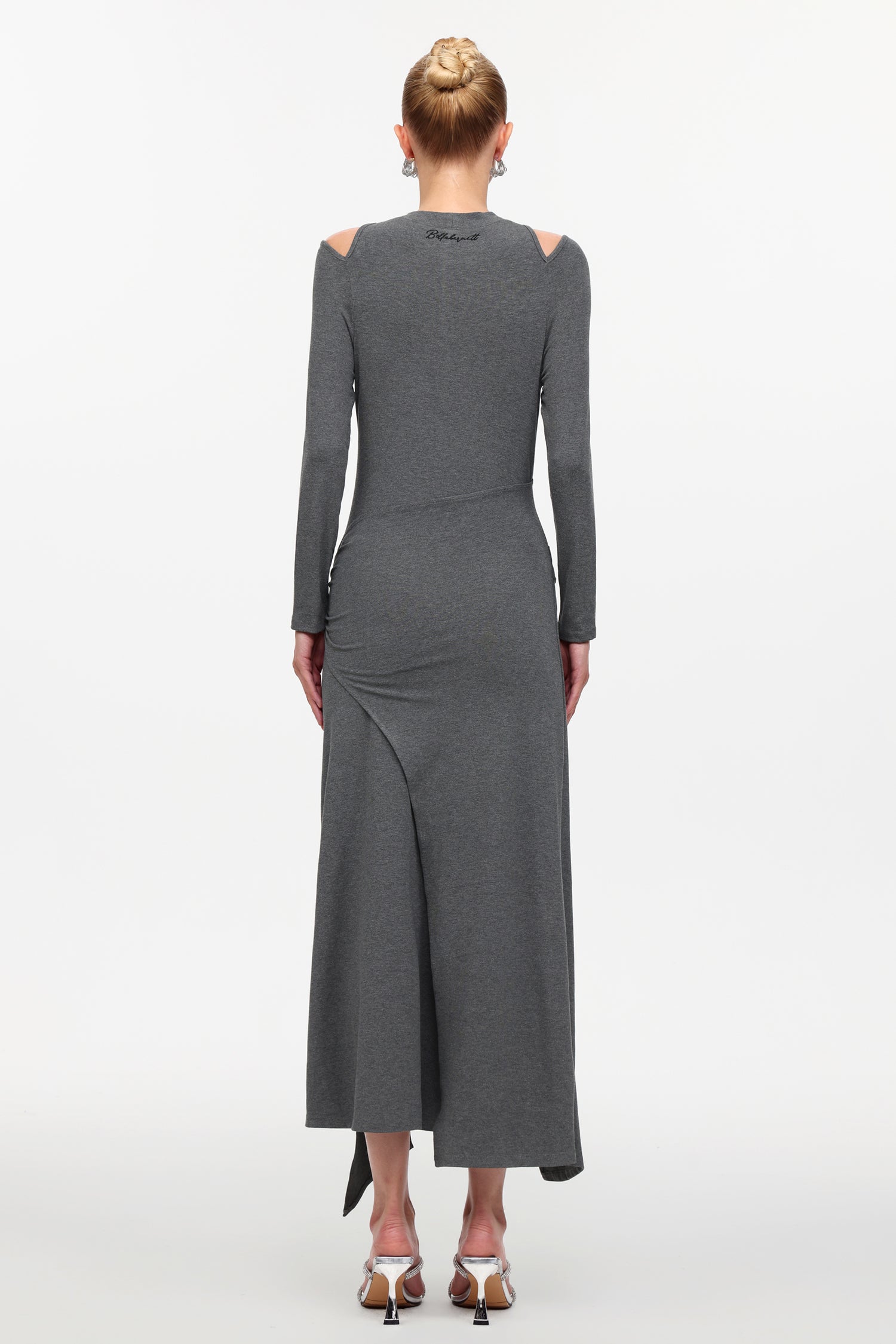 Silas Chic Contour Cut Out Long Sleeve Knot Knit Maxi Dress	