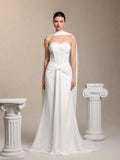 Lenra Elegant Strapless Bow White Lace Chiffon Maxi Dress	