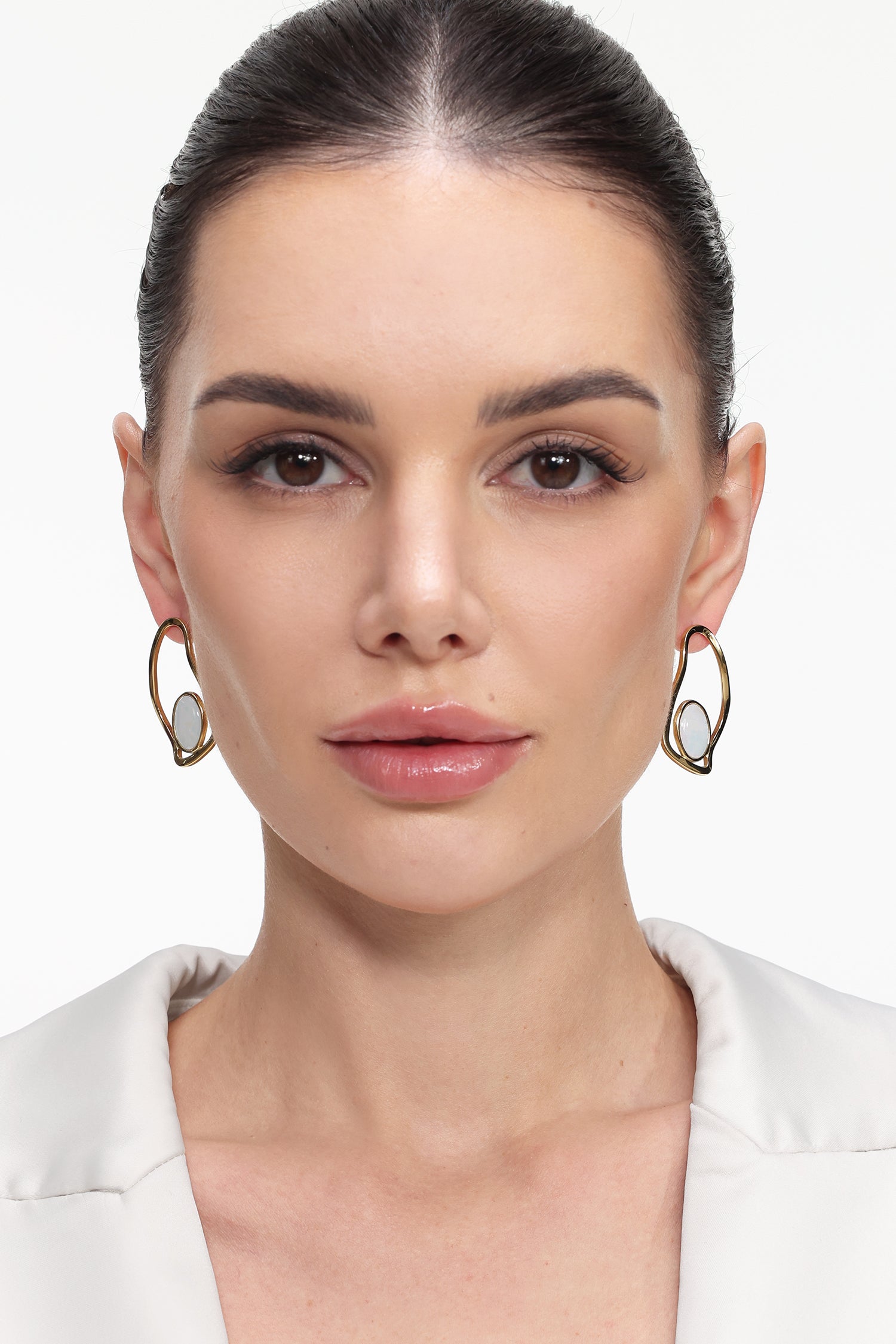 Edmee Hollowed Out Geometry Fritillaria Gold Earrings	