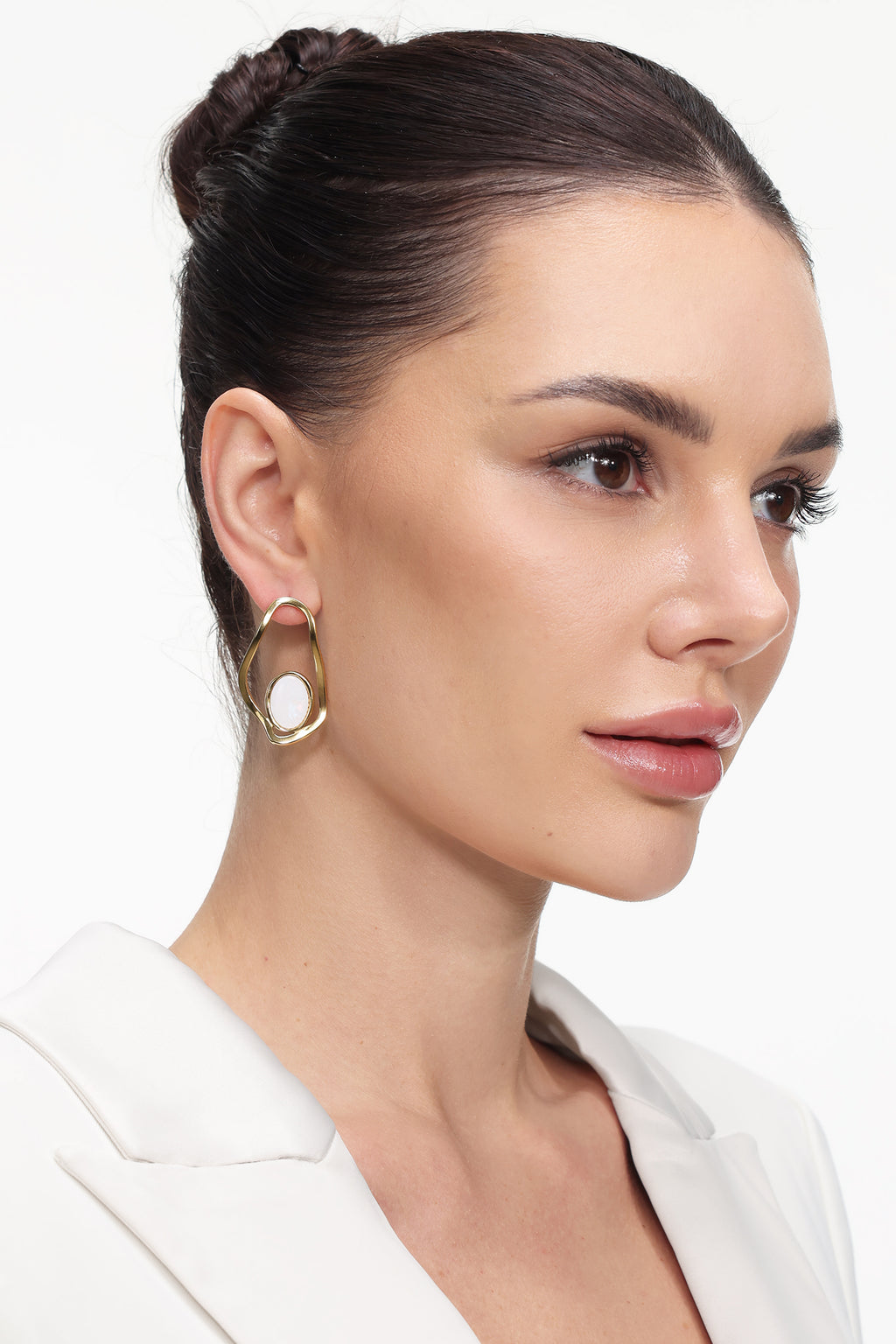 Edmee Hollowed Out Geometry Fritillaria Gold Earrings	