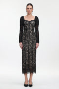 Fenby Contour Long Sleeve Ruched Lace Maxi Dress	