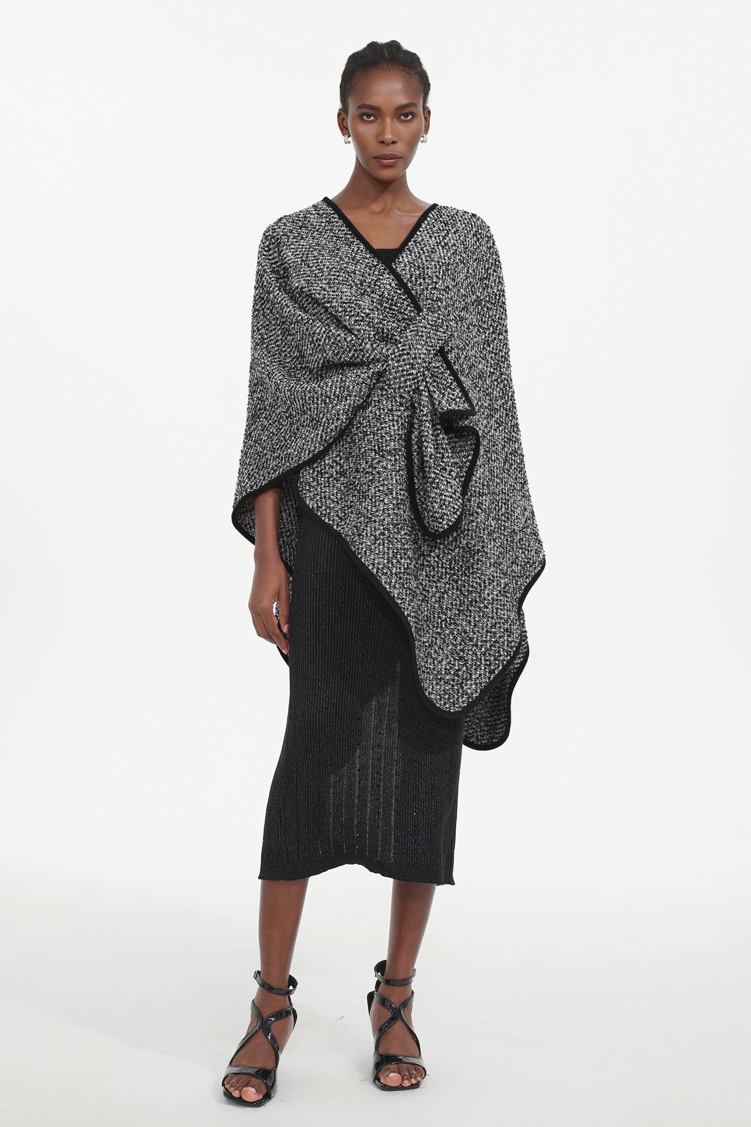 Erele Classic Flowy Knit Asymmetric Cape	