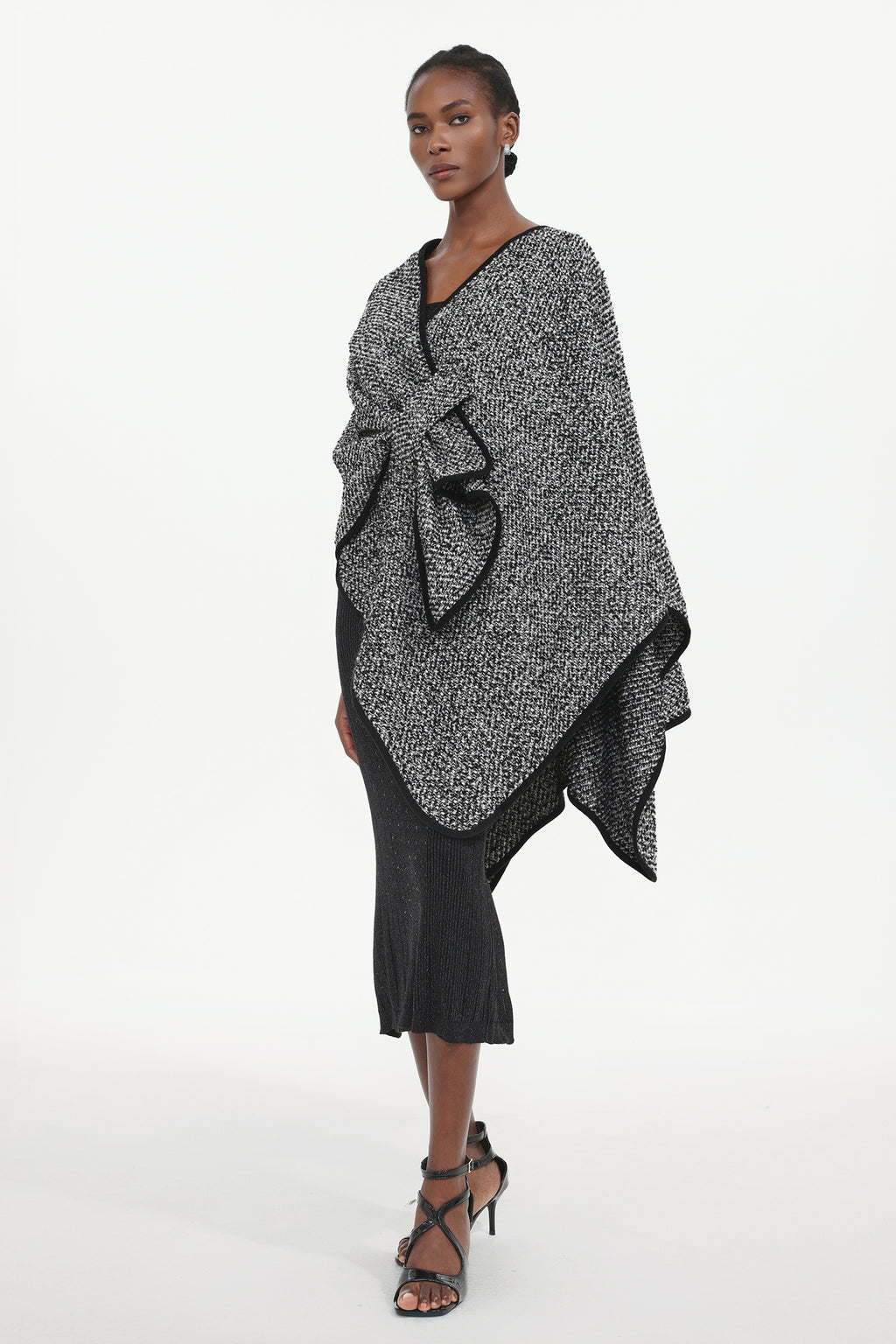 Erele Classic Flowy Knit Asymmetric Cape	