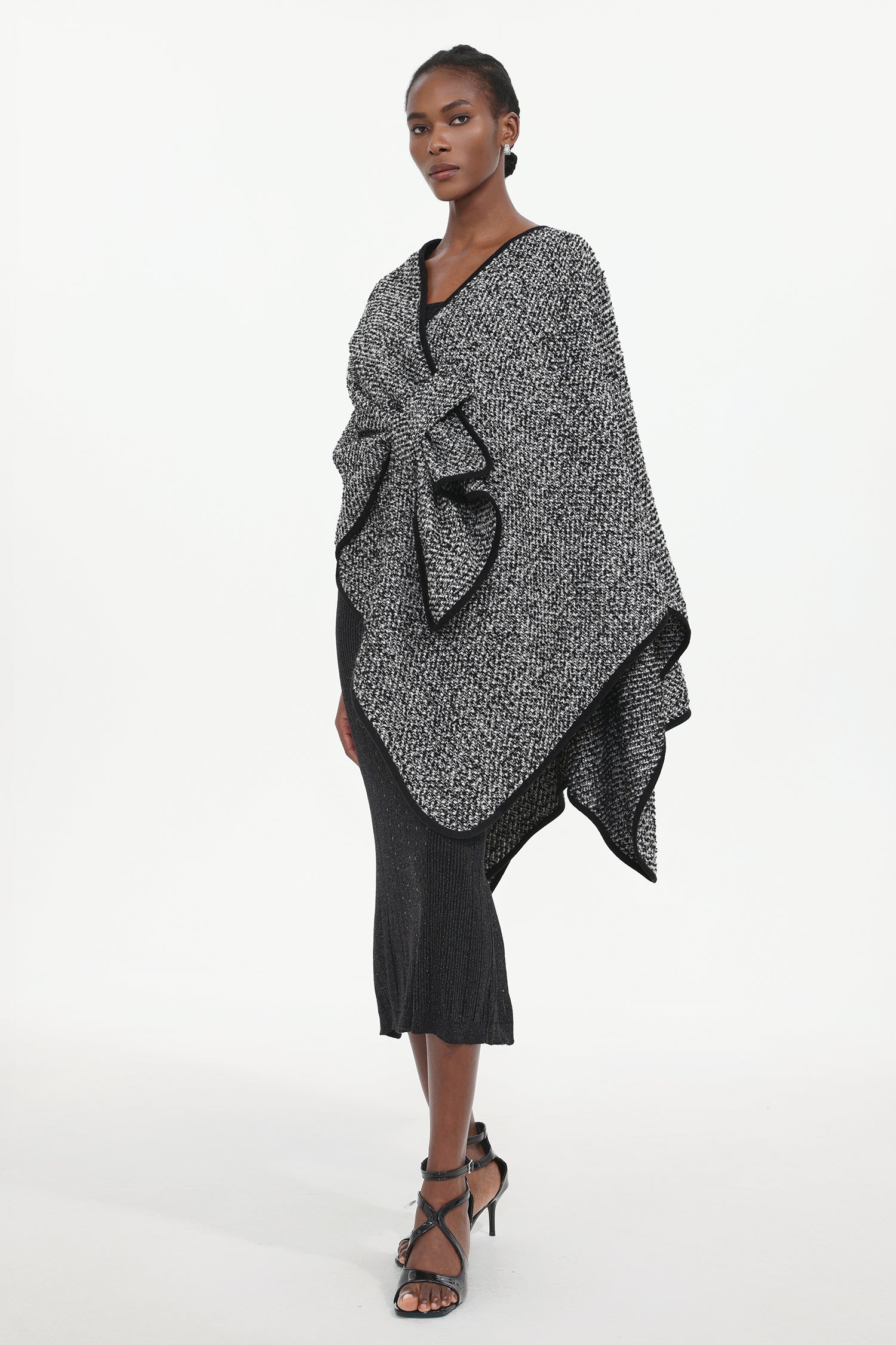 Erele Classic Flowy Knit Asymmetric Cape	